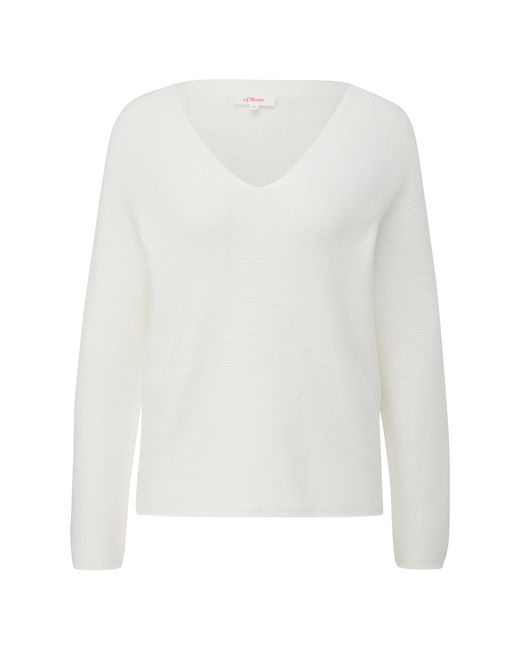 S.oliver White Pullover Mit V-Ausschnitt