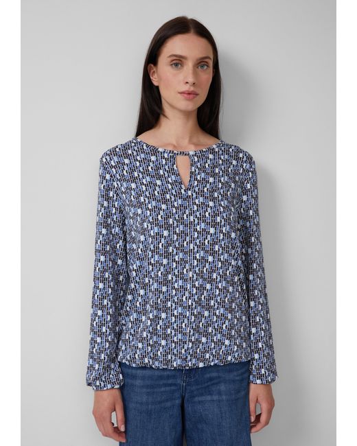 S.oliver Blue T-Shirt mit All-over-Print und Elastikbündchen