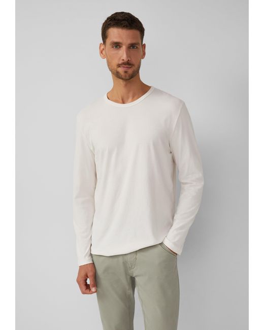 S.oliver Softes Longsleeve mit Crew Neck und Logo-Patch in White für Herren