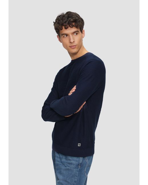 S.oliver Raglan-Strickpullover mit Flammgarnstruktur in Blue für Herren