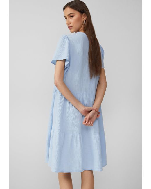 QS Blue Volantkleid aus Musselin