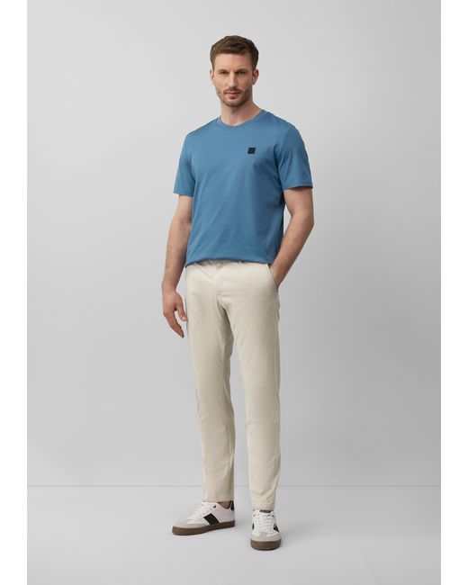 S.oliver T-Shirt aus merzerisierter Baumwolle mit Label-Patch in Blue für Herren