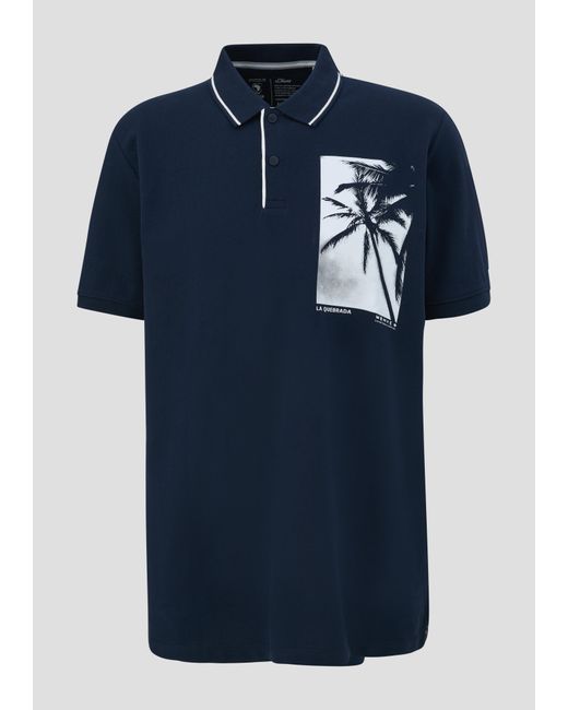 S.oliver Poloshirt aus Baumwolle mit Frontprint in Blue für Herren