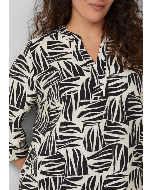 S.oliver Gray Bluse aus strukturiertem Viskosemix mit All-over-Print