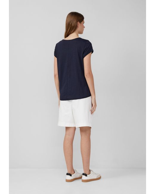 S.oliver Blue T-Shirt mit Rollkanten und Flammgarnstruktur