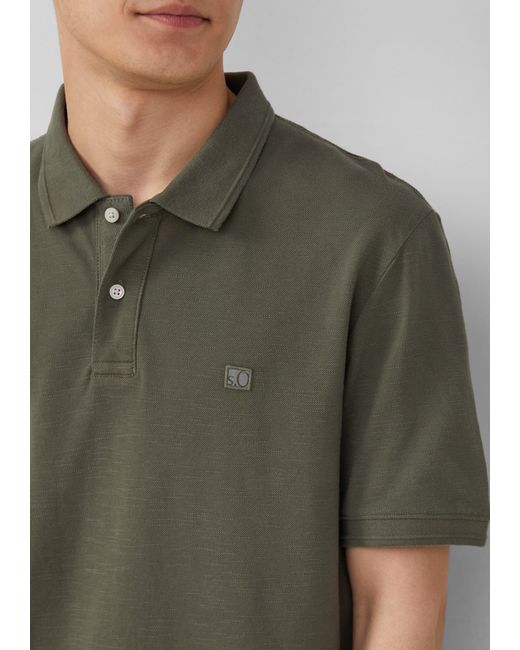 S.oliver Poloshirt mit kleinem Labelpatch und Flammgarnstruktur in Green für Herren