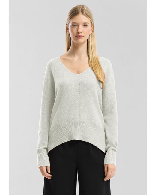 QS White Weicher Strickpullover mit Ajour-Detail