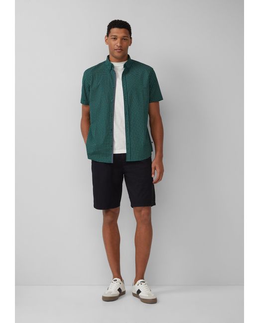 S.oliver Regular Fit: Gemustertes Kurzarmhemd aus Baumwolle mit Button-Down-Kragen in Green für Herren