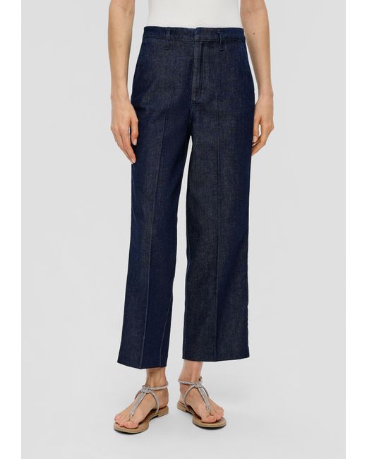 S.oliver Blue Crop-Jeans/Relaxed Fit/High Rise/Wide Leg