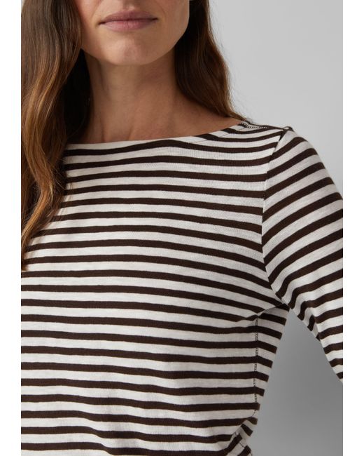 S.oliver Gray Longsleeve in Streifen-Optik mit U-Bootausschnitt