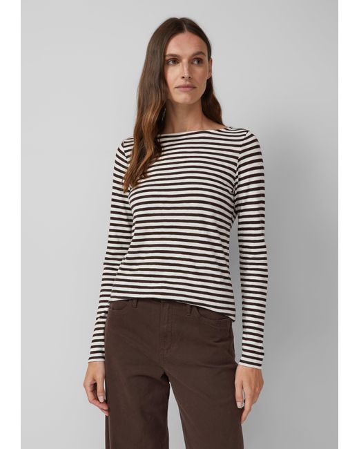 S.oliver Gray Longsleeve in Streifen-Optik mit U-Bootausschnitt
