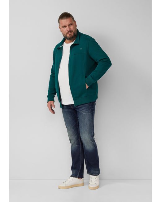 S.oliver Sweatshirt-Jacke mit Stehkragen und Eingrifftaschen in Green für Herren