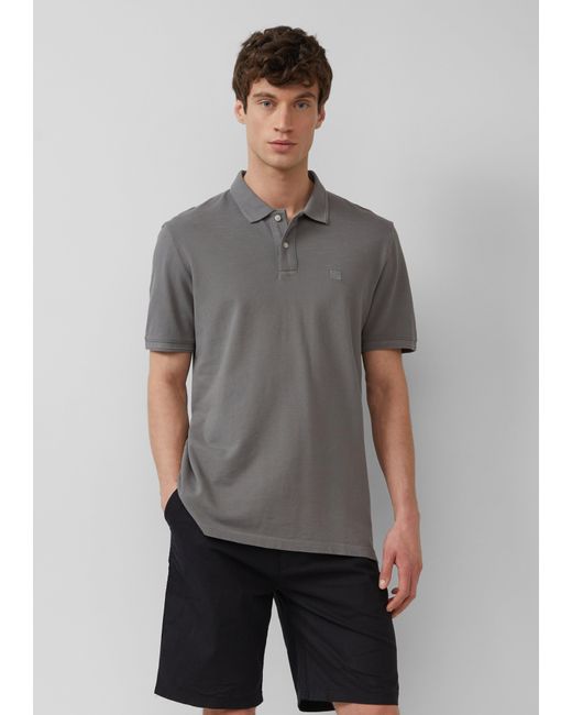 S.oliver Poloshirt mit kleinem Labelpatch und Flammgarnstruktur in Gray für Herren