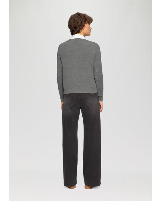 S.oliver Gray Rundhals-Strickjacke mit Knopfleiste