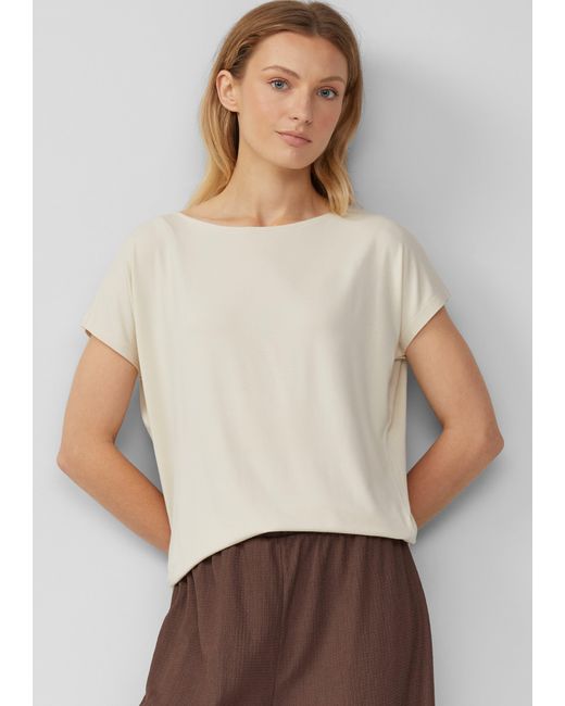 S.oliver Natural Fließendes Jersey-Shirt mit überschnittenen Schultern