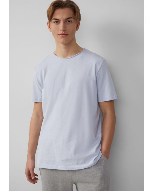 QS Baumwollshirt mit Rollkante und Flammgarnstruktur in White für Herren