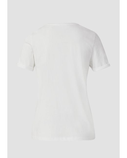 S.oliver White T-Shirt mit Ärmelumschlag