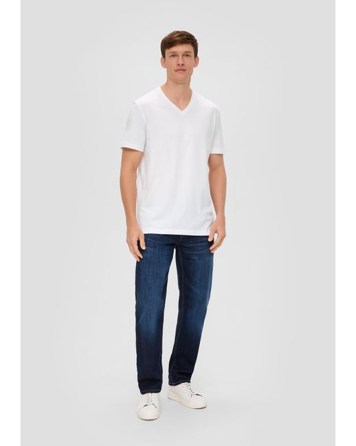 S.oliver T-Shirt mit V-Ausschnitt in White für Herren