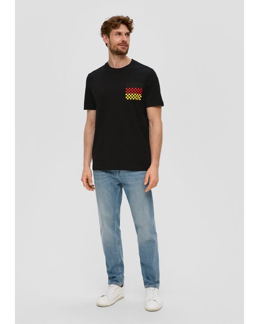 S.oliver Baumwoll-T-Shirt mit EM-Print in Black für Herren