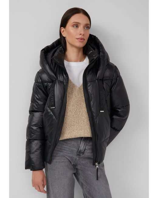 S.oliver Gray Gesteppte Puffer-Jacke mit Weitenregulierung