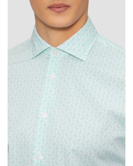 S.oliver Tailored Fit: Elastisches Baumwollhemd mit All-over-Print in Gray für Herren