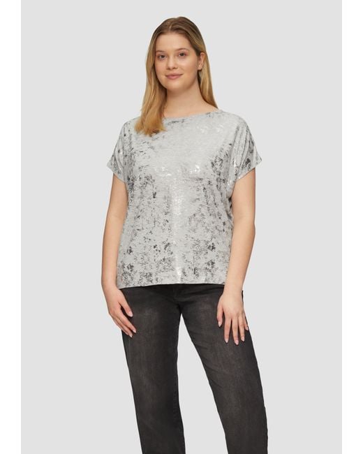 S.oliver Gray T-Shirt mit Glitzer-Frontprint