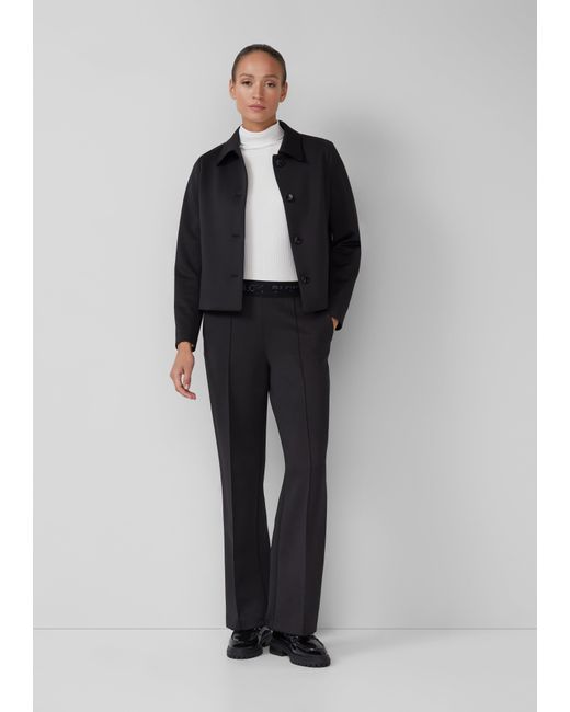 S.oliver White Wide-Leg-Hose aus Scuba mit Logo-Gummibund