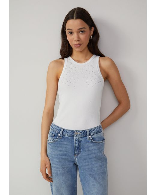 QS Blue Geripptes Tanktop mit Schmucksteine