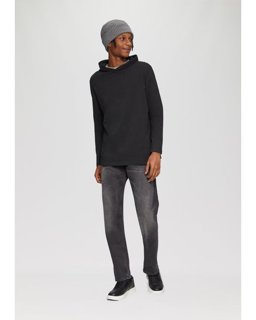 QS Longsleeve mit Kapuze in Black für Herren