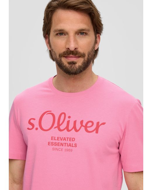 S.oliver T-Shirt aus Baumwolle mit Label-Print in Pink für Herren