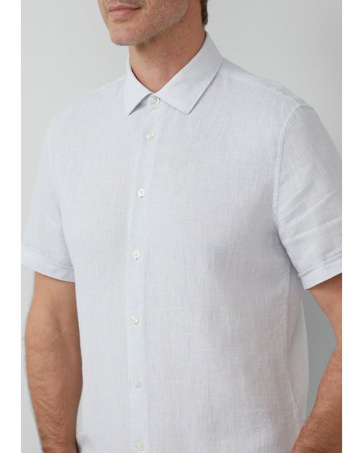 S.oliver Tailored Fit: Strukturiertes Kurzarmhemd aus Leinemix in White für Herren