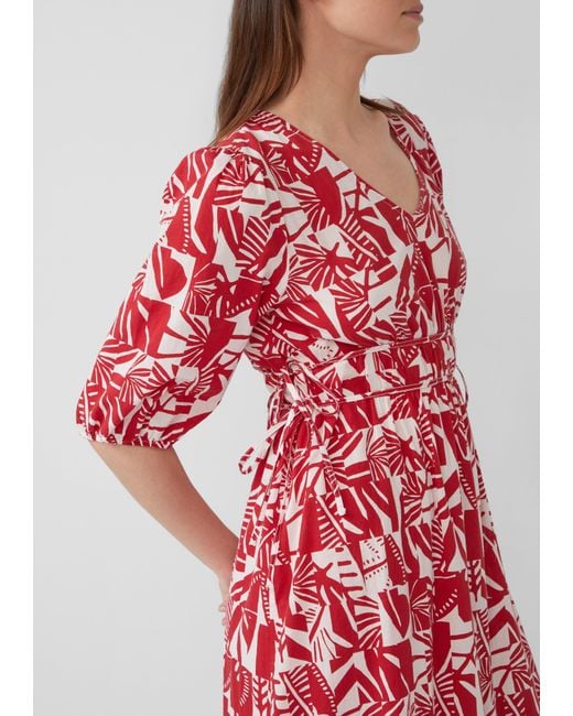 S.oliver Red Maxikleid aus Baumwolle mit Binde-Details