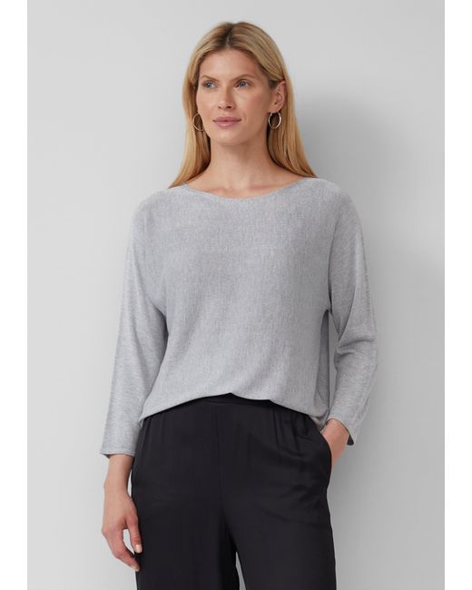 S.oliver Gray Strickpullover mit Glitzergarn und 3/4-Fledermausärmeln