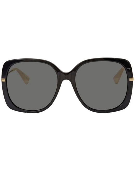 Gucci Square Sunglasses In Black Acetate With Grey Lenses