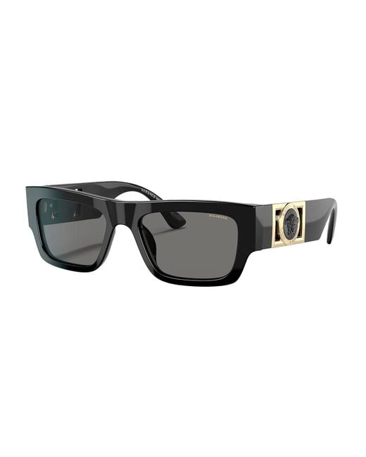Versace Ve 4416u Gb1/81 Rectangle Polarized Sunglasses in Grey (Gray ...