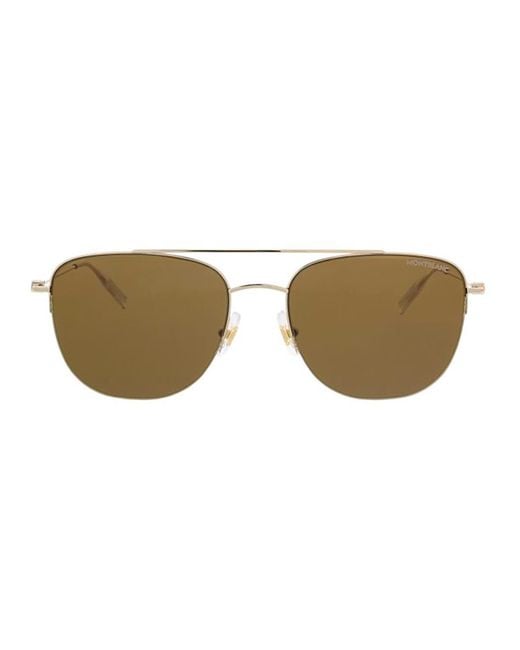 Montblanc Mb0096s 003 Navigator Sunglasses in Brown (Black) for Men | Lyst