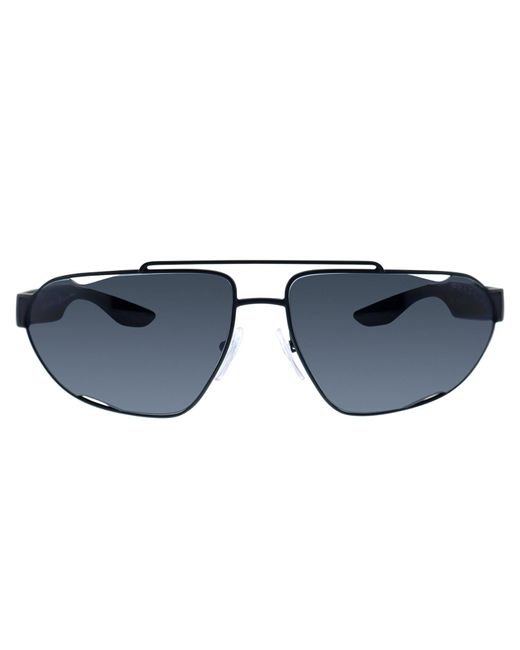 Prada Linea Rossa Black Ps 56us Dg05z1 Geometric Sunglasses