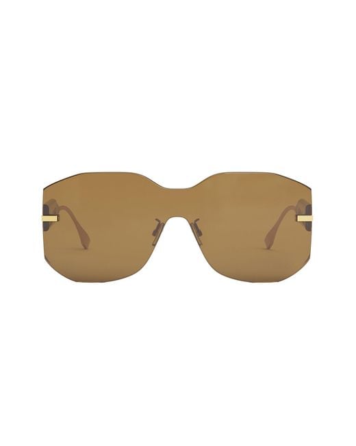 Fendi Fe40067u 30e Shield Sunglasses in Brown (Black) | Lyst
