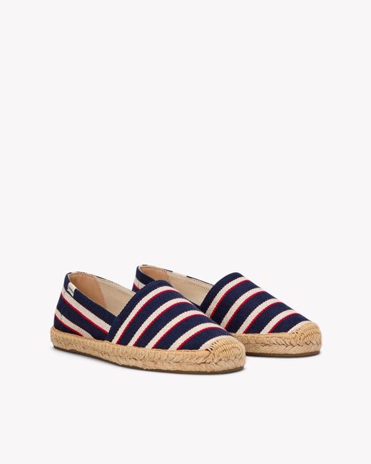 Soludos Blue Original Espadrille | Woven Stripe | Classic - Navy - Ivory - Red