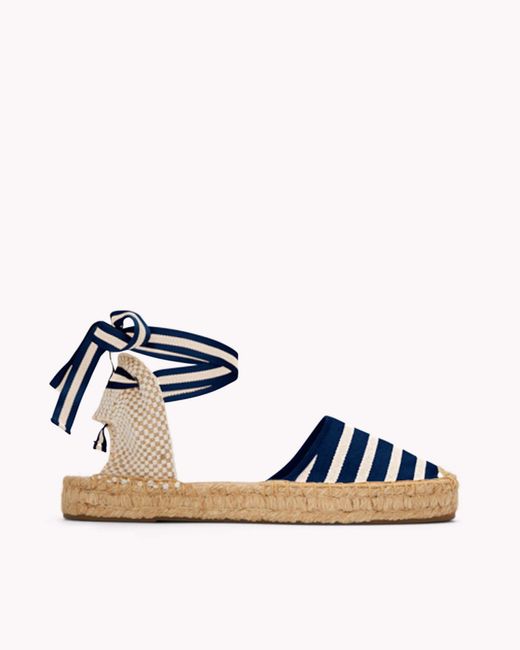 Soludos Blue The Lauren Lace Up - Classic Stripes - Navy / Ivory