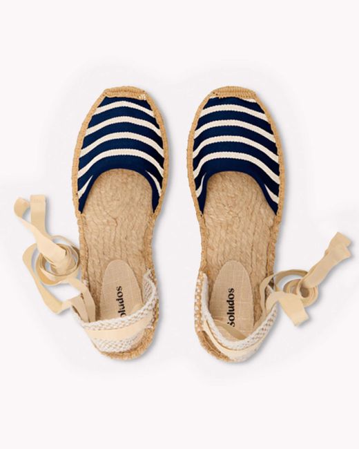 Soludos Blue The Lauren Lace Up - Classic Stripes - Navy / Ivory