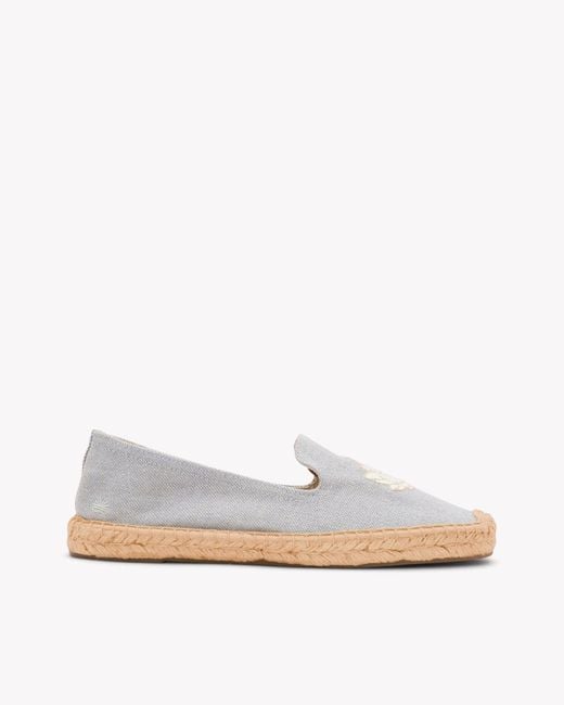 Soludos Smoking Espadrille | Embroidery | White Lotus - Dolphin Blue