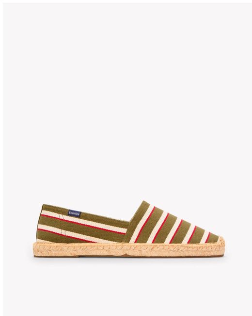 Soludos Brown Original Espadrille | Woven Stripe | Classic - Olive - Ivory - Red for men