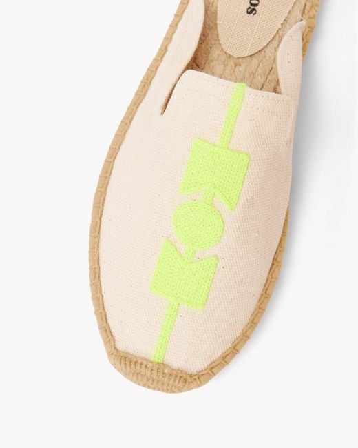 Soludos White Smoking Mule Espadrille | Embroidery | Molyan Neon Yellow - Natural Undyed