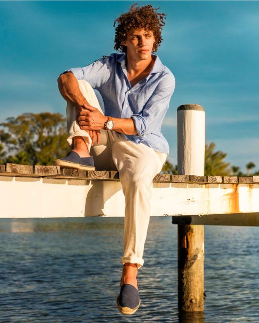 Soludos Original Espadrille | Leather Color | Armada Blue for men