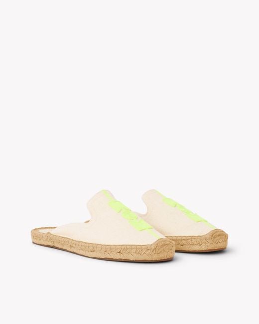 Soludos White Smoking Mule Espadrille | Embroidery | Molyan Neon Yellow - Natural Undyed