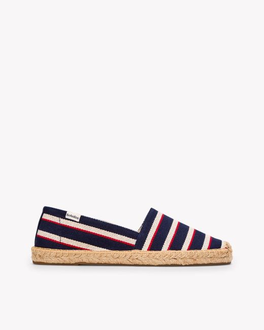 Soludos Blue Original Espadrille | Woven Stripe | Classic - Navy - Ivory - Red