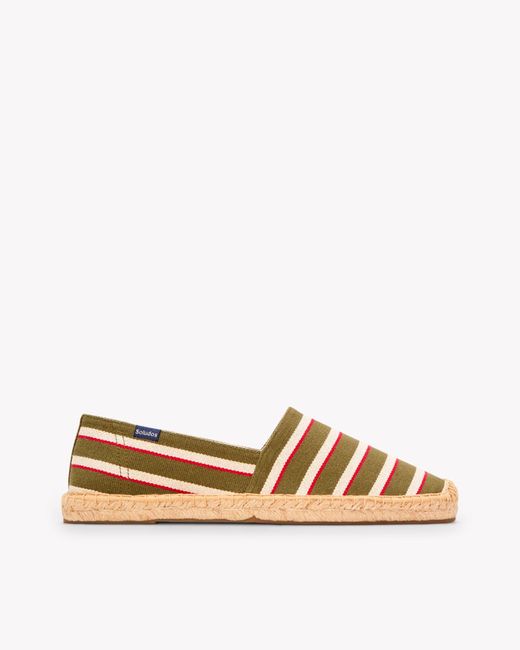 Soludos Brown The Original Espadrille - Classic Stripes - Olive / Ivory / Red for men