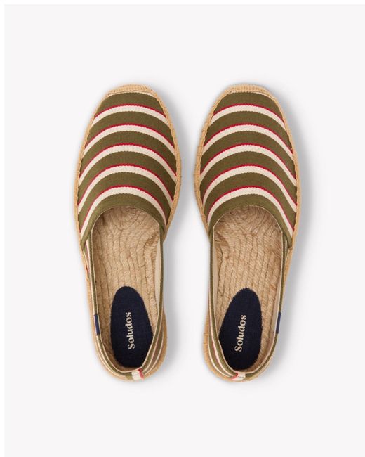 Soludos Brown Original Espadrille | Woven Stripe | Classic - Olive - Ivory - Red for men