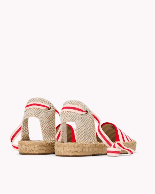 Soludos Pink The Lauren Lace Up - Classic Stripes - Ivory / Red